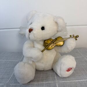 White‎ Teddy Bear Angel Fiber Optic Wings Playing Violin WORKS*VIDEO* TL Toys